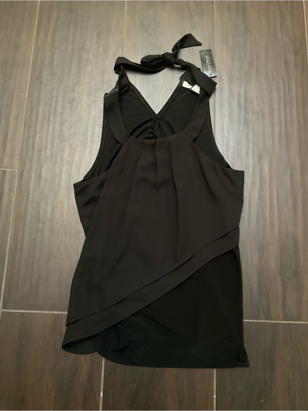 White House Black Market Chiffon Overlay Black Halter Tank Top